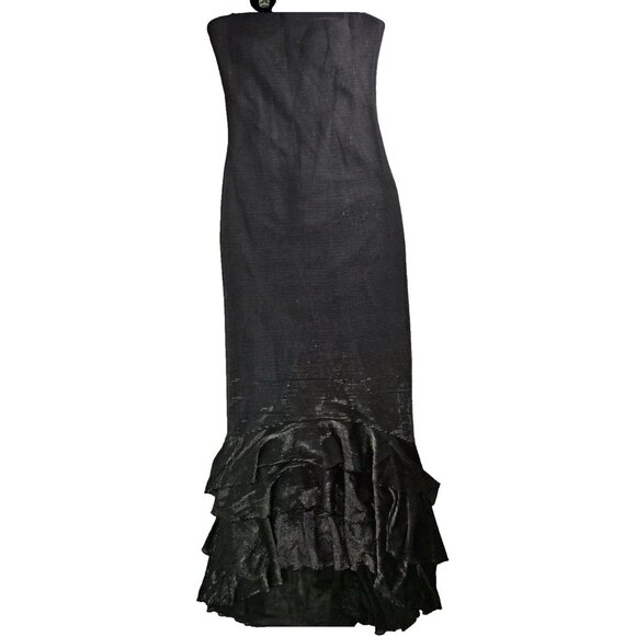 Vintage JS Boutique Ruffle Dress Gradient Silver Black Whimsigoth 10 Costume - Picture 2 of 16